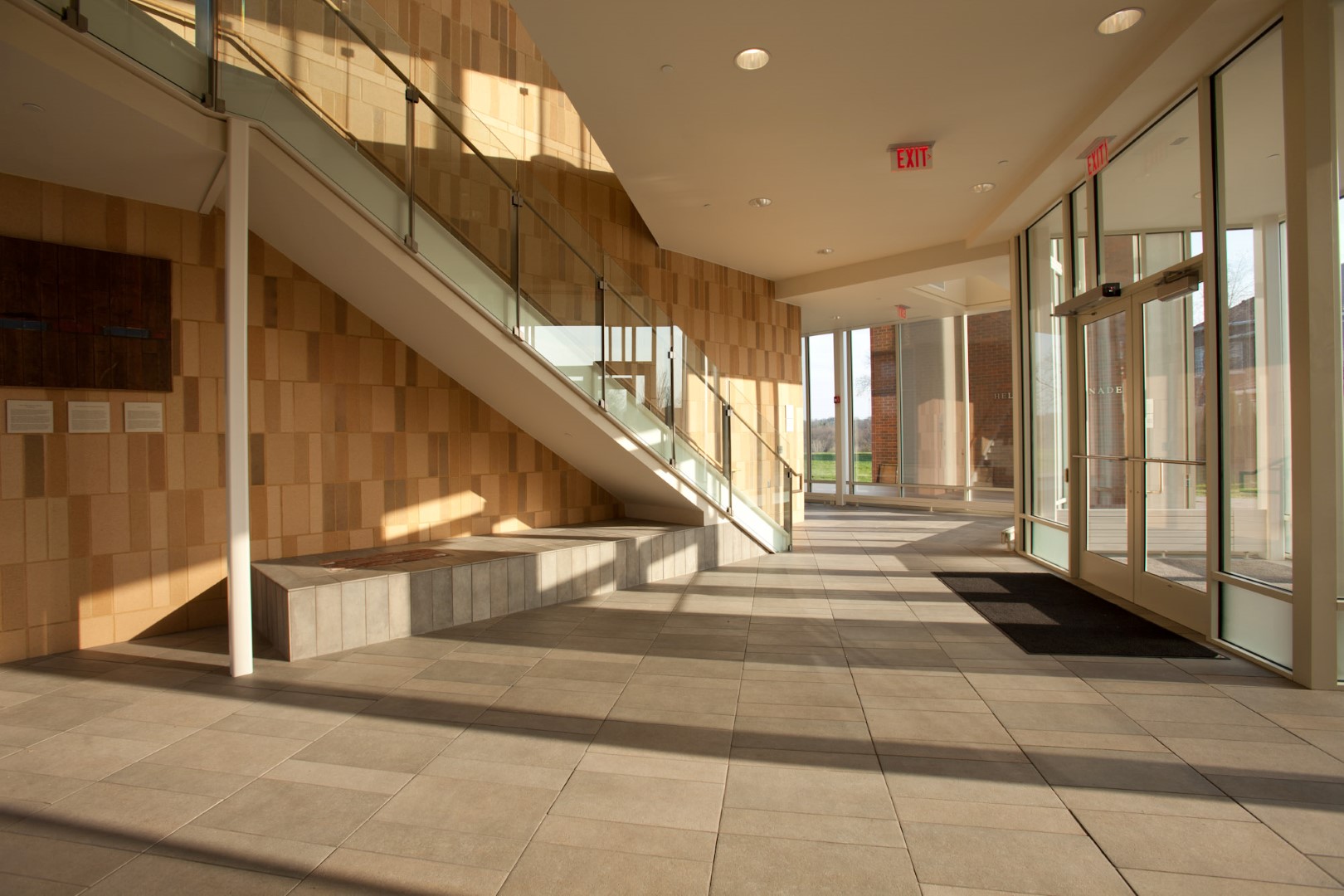Walter Hall, Lobby interior and monumental staircase